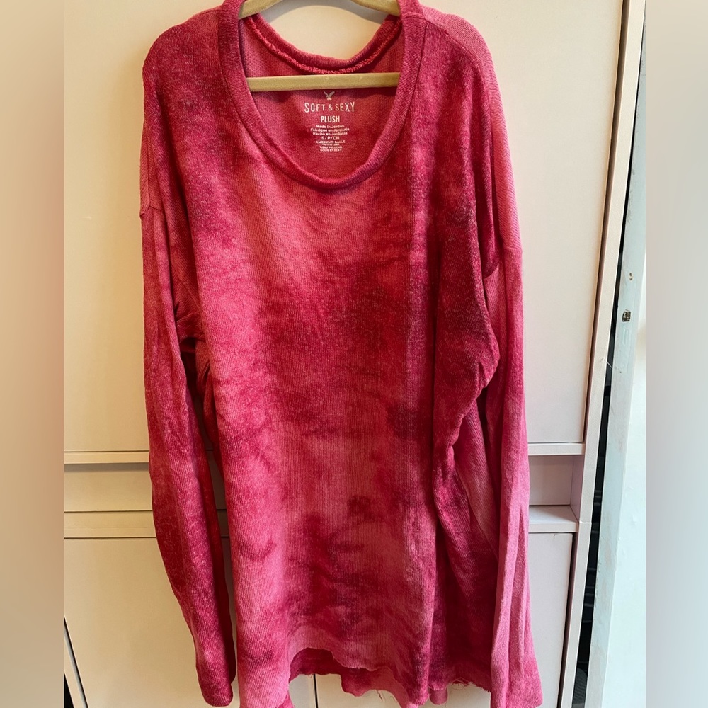 Red and pink tie dye sweater